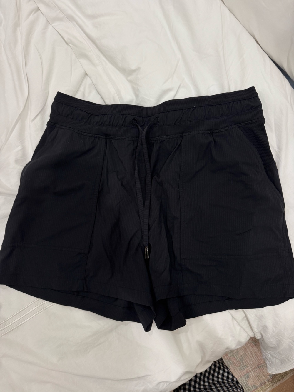 Black Athletic Shorts with Drawstring Waist